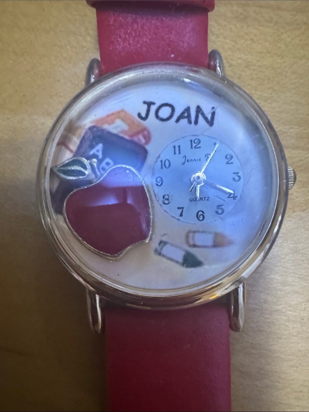 JOAN Red Strap Quartz teacher  Watch with Apple Accent